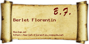 Berlet Florentin névjegykártya